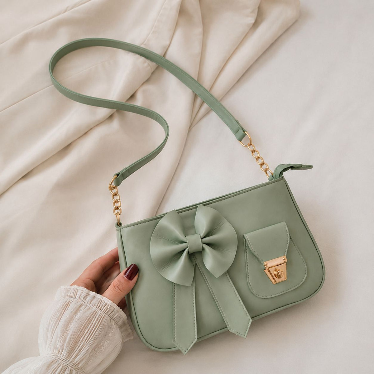 Bella Bow Shoulder Bag – Fashion Mini Handbag with Decorative Bow Design - Black